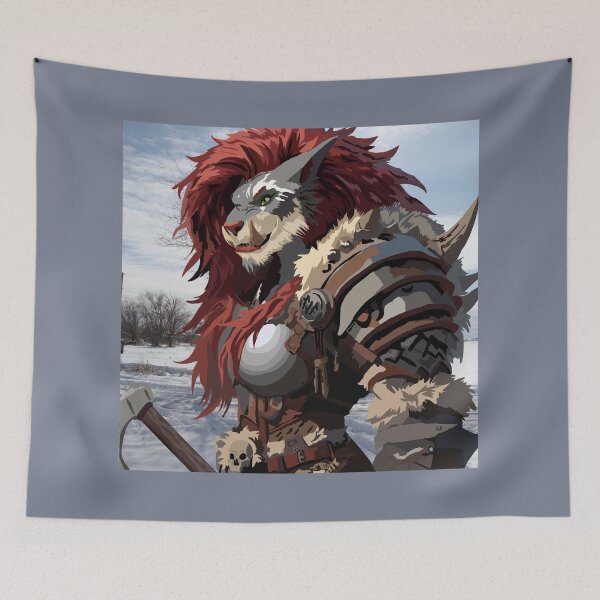 Item preview, Smilodon Warrior Woman, in Armor, Red Mane designed and sold by KlakkDrawsStuff.