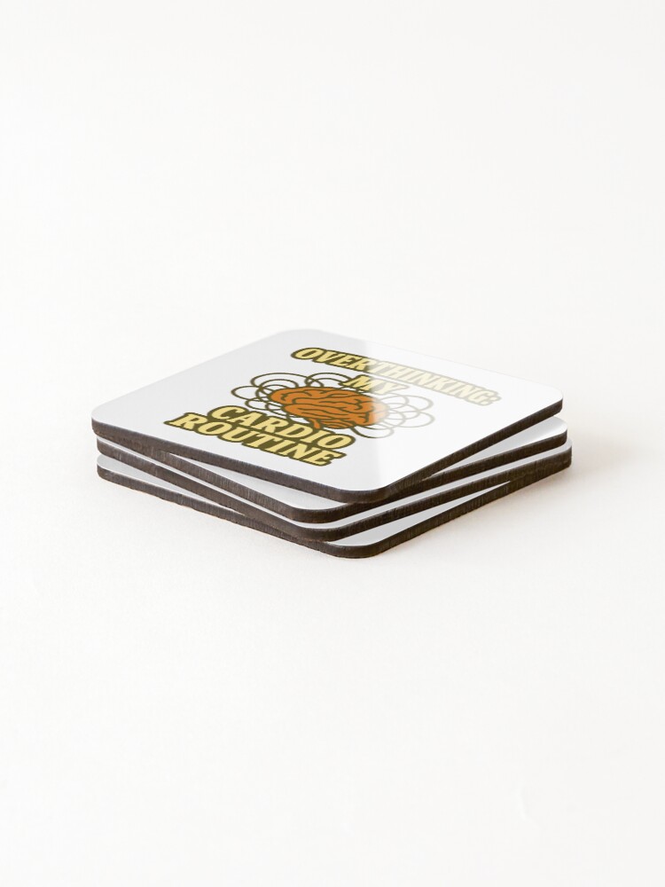 Thumbnail 4 of 5, Coasters (Set of 4), Overthinking: My Cardio Routine designed and sold by inknext.