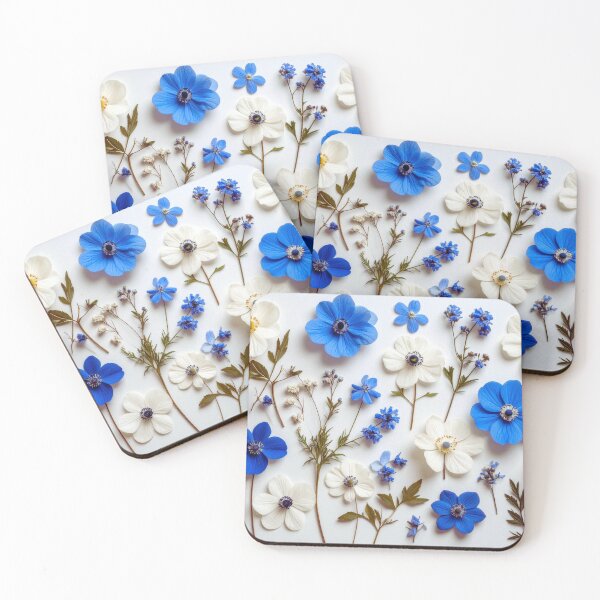 Item preview, A beautiful floral bouquet with blue and white blossoms designed and sold by PattaZone.