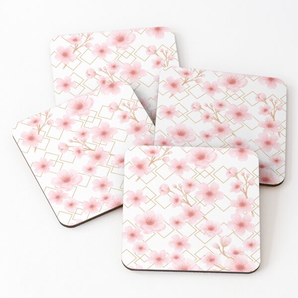 Item preview, Flower pattern small pink cherry blossoms with gold designed and sold by LiskoDesign.