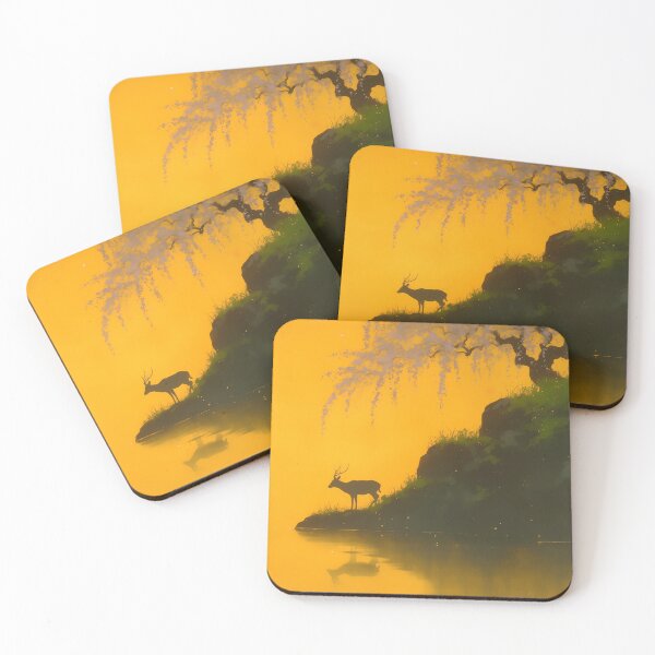 Item preview, Golden Silence – Deer at Dusk designed and sold by Gozono.