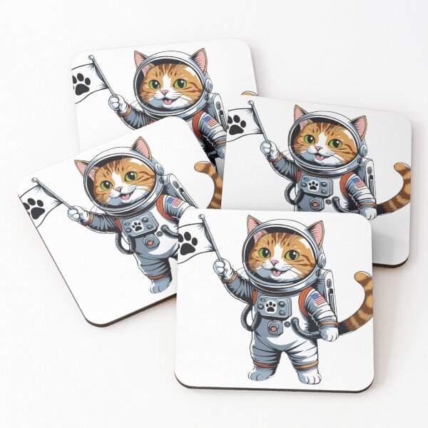 Item preview, AstroCat with Paw Flag – Cute Space Cat Illustration designed and sold by KR3PT.