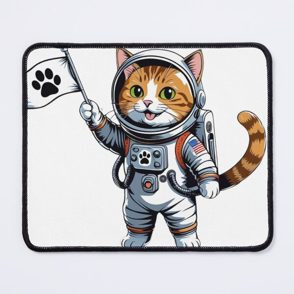 Item preview, AstroCat with Paw Flag – Cute Space Cat Illustration designed and sold by KR3PT.