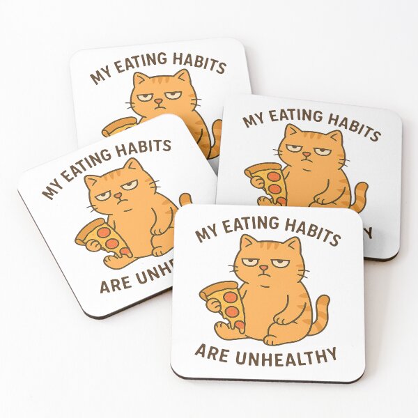 Item preview, Unhealthy Eating Habits – Funny Cat Pizza Meme designed and sold by FriskySloths.