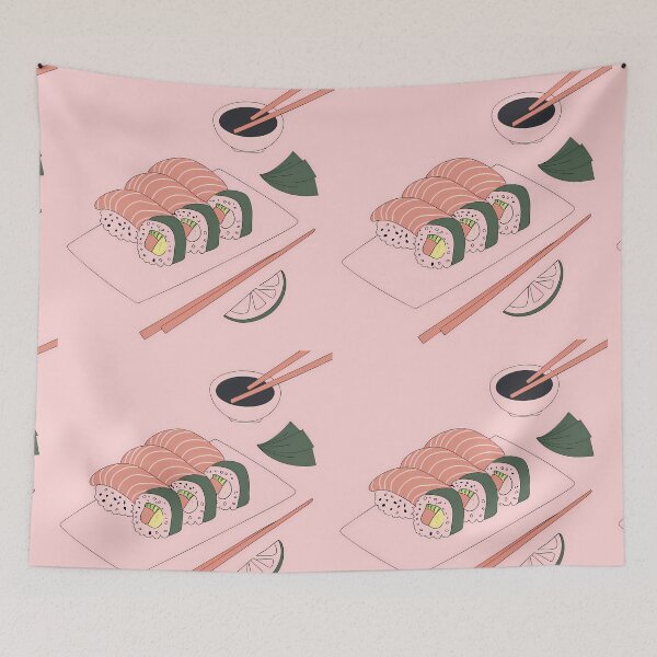Item preview, Minimalistic Sushi Delight on Pastel Background designed and sold by ART ATTACK ZONE.