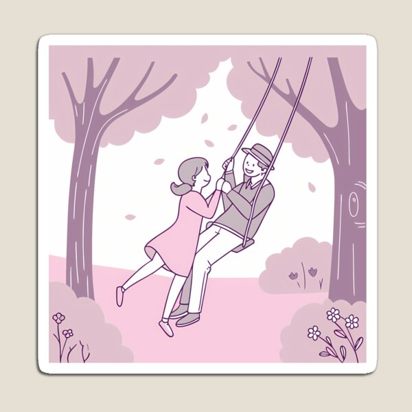 Aperçu de l'œuvre Balançoire romantique au parc Pastel créée et vendue par ART ATTACK ZONE.