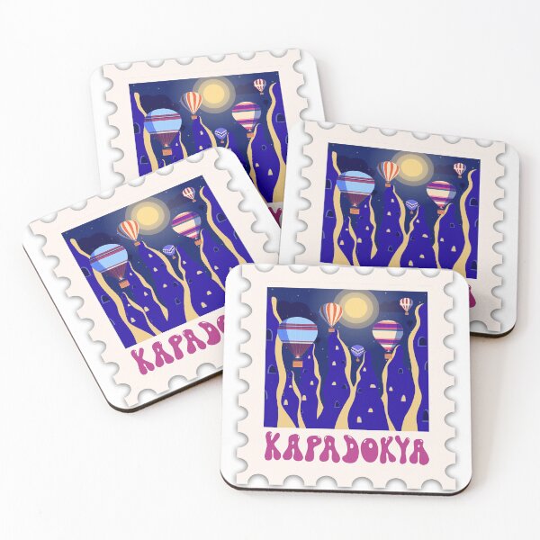 Item preview, cappadocia travel stamp—hot air balloons (nighttime version) designed and sold by najia.design.