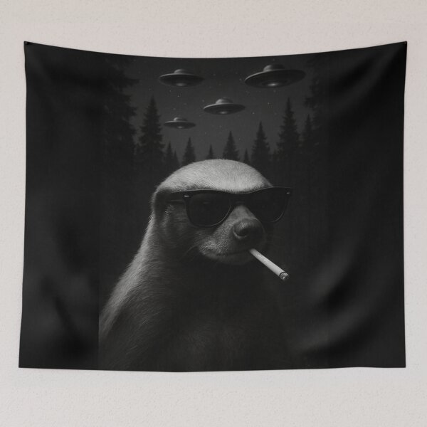 Item preview, Honey Badger Doesn’t Care (Even on UFO Day) designed and sold by RizVibes.