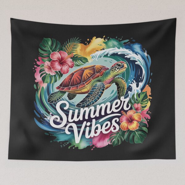 Item preview, Summer Vibes Sea Turtle Shirt, Tropical Beach Graphic Tee with Waves and Flowers, Ocean Lover T-Shirt for Summer Outfits designed and sold by PixelMuse2024.