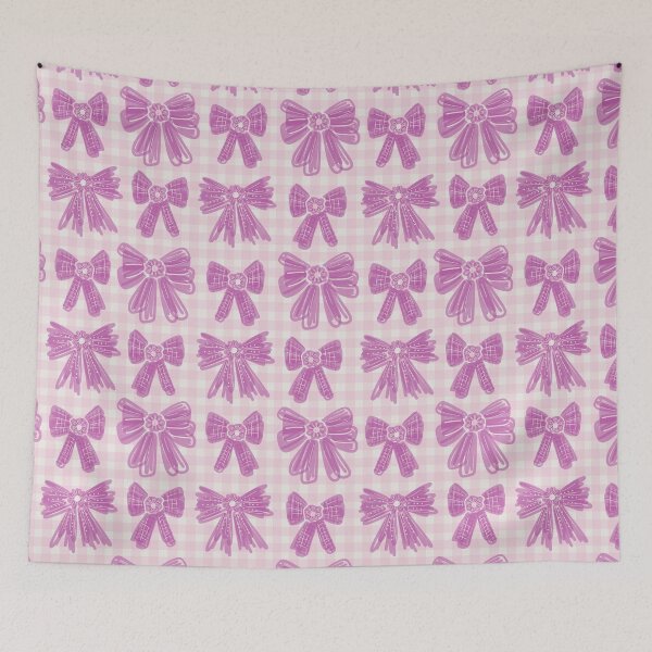 Item preview, Gingham Romantic Bows Pink Pattern designed and sold by Anis Illustration.