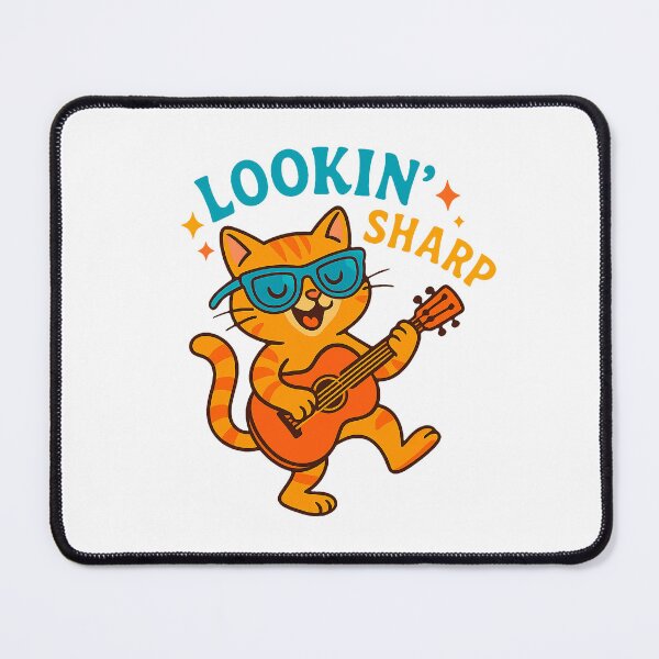 Item preview, Lookin' Sharp – Cool Guitar Cat Funny Pun Design designed and sold by FriskySloths.