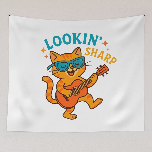 Item preview, Lookin' Sharp – Cool Guitar Cat Funny Pun Design designed and sold by FriskySloths.