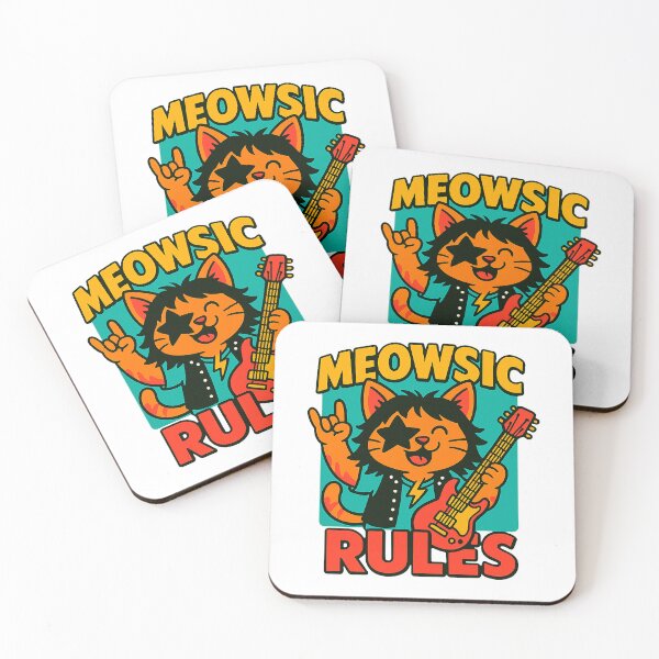Item preview, Meowsic Rules – Funny Rockstar Cat Music Pun Design designed and sold by FriskySloths.