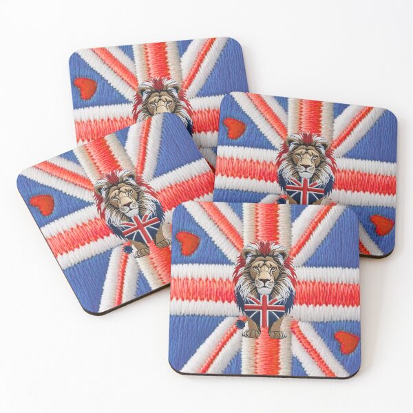 Item preview, Embroidered Lion with British Flag Mane and Union Jack Chest designed and sold by ArtDesignTp.