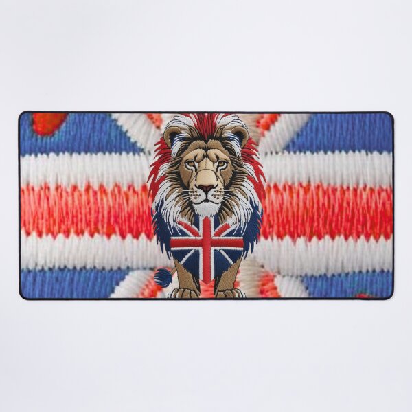 Item preview, Embroidered Lion with British Flag Mane and Union Jack Chest designed and sold by ArtDesignTp.