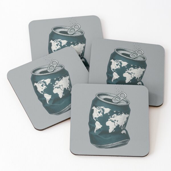 Item preview, Crushed Earth Soda Can – Environmental Statement Art with Global Map Design designed and sold by Shoot-The-Moon.
