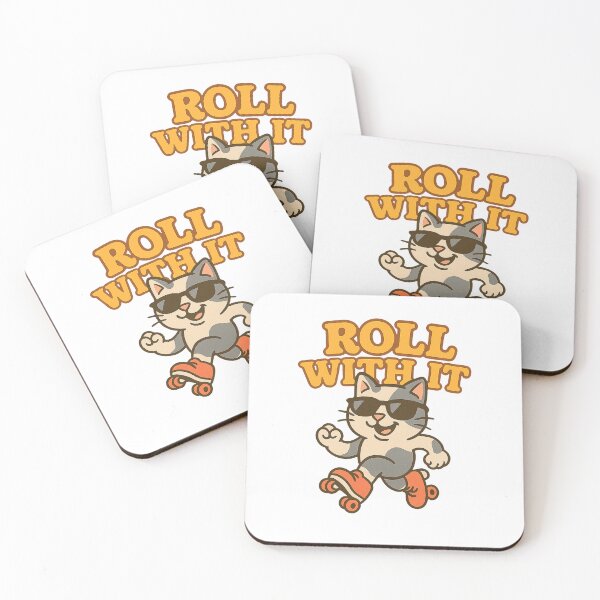 Item preview, Roll With It – Cool Cat on Roller Skates Funny Pun designed and sold by FriskySloths.