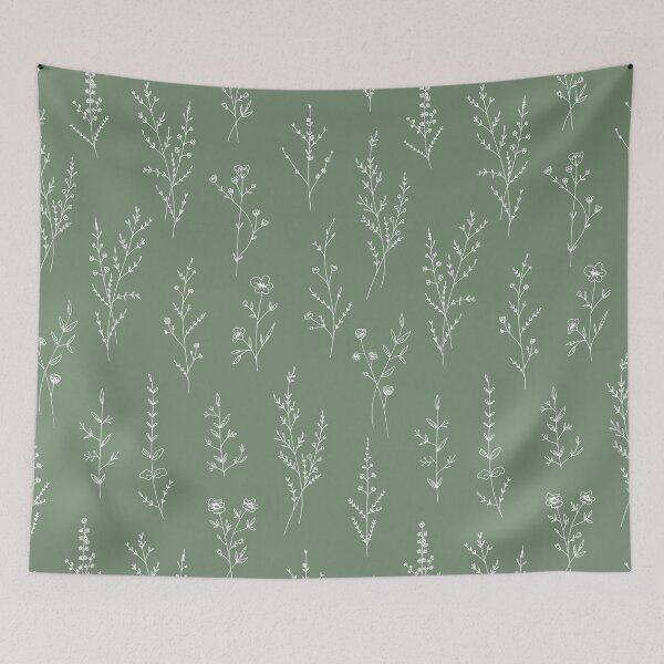 Item preview, New Wildflowers Pattern - Sage Green designed and sold by Anis Illustration.