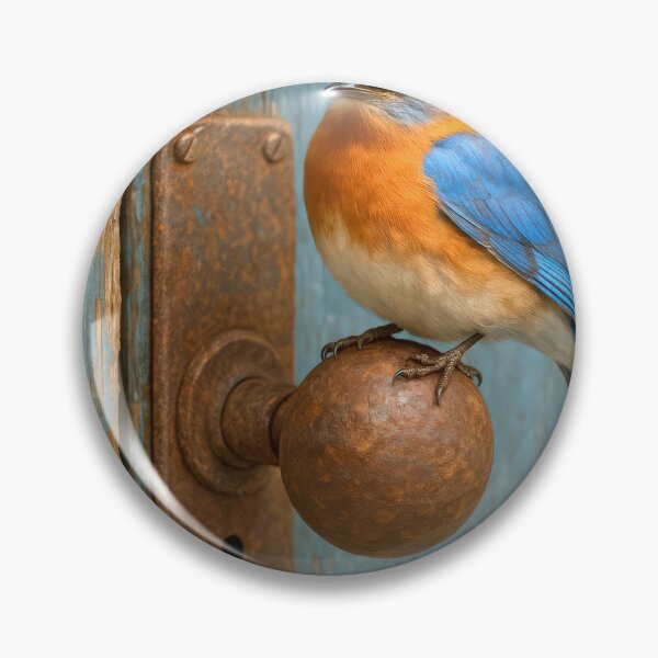 Item preview, Bluebird Perched On Rusty Doorknob designed and sold by Maria Dryfhout.