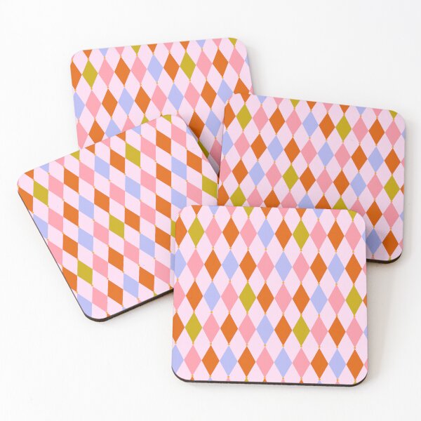 Item preview, Bright, Colourful Harlequin pattern in Orange, Pink, Blue and Green  designed and sold by KittyStrand.
