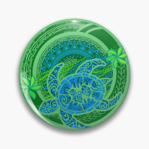 Artikelvorschau, Hawaiianisch - Samoanisch - Polynesisch Blaues Stammes-Honu-Tauchabzeichen entworfen und verkauft von sunnthreads.