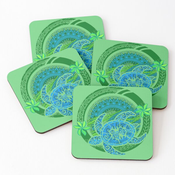 Item preview, Hawaiian - Samoan - Polynesian Blue Tribal Honu Dive Circular Badge designed and sold by sunnthreads.