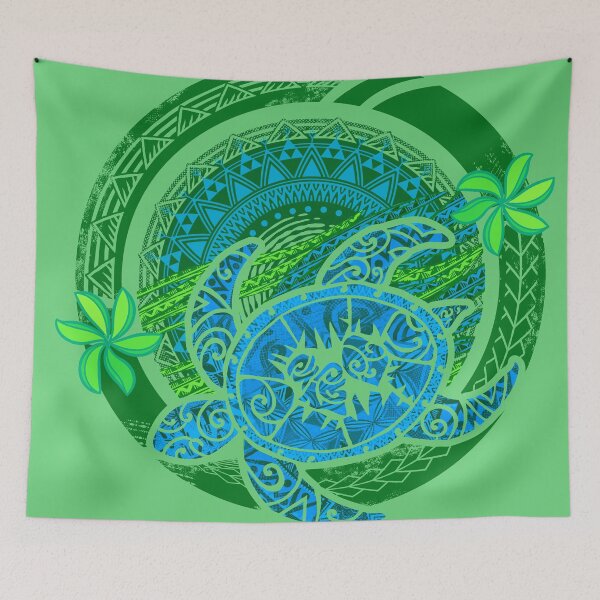 Item preview, Hawaiian - Samoan - Polynesian Blue Tribal Honu Dive Circular Badge designed and sold by sunnthreads.