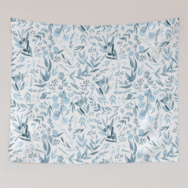 Item preview, Little Blue Eucalyptus Leaves Botanical Pattern designed and sold by Anis Illustration.