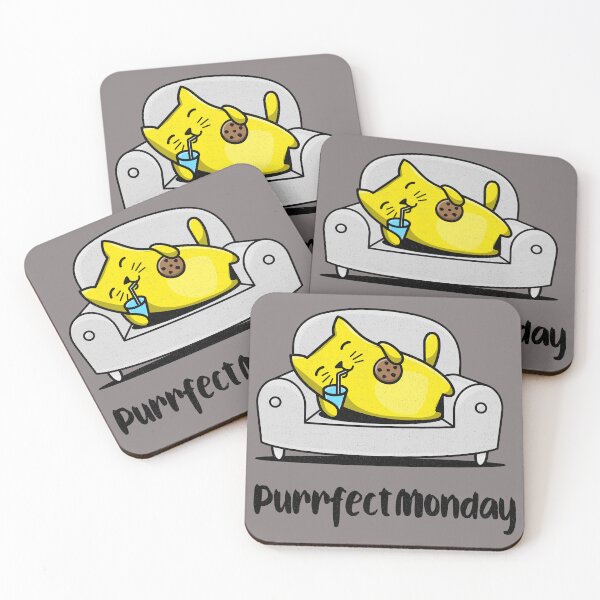 Item preview, Purrfect Monday cat relaxing cats days of the week designed and sold by Tee-Shirt-Topia.