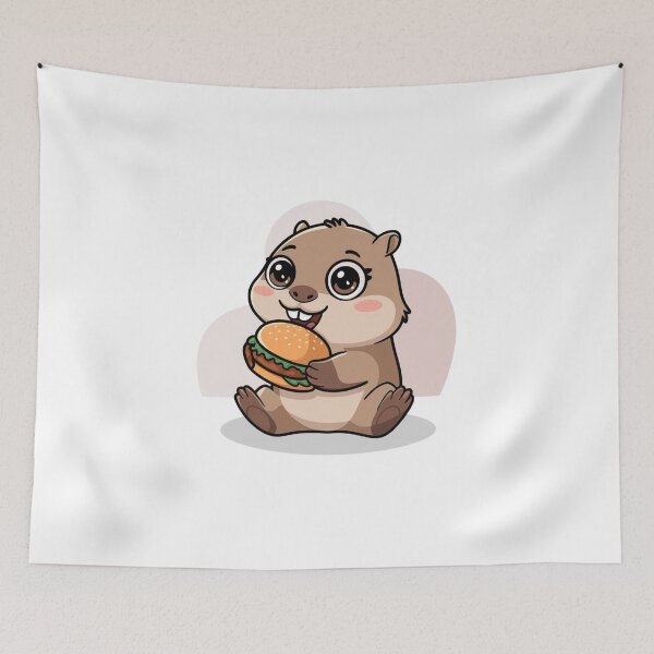 Item preview, capybara eating burger designed and sold by Eternalski.
