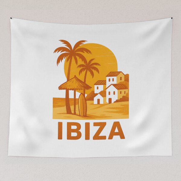 Item preview, Ibiza Huts – Sunny Island Retro Illustration designed and sold by GabbyKI261.