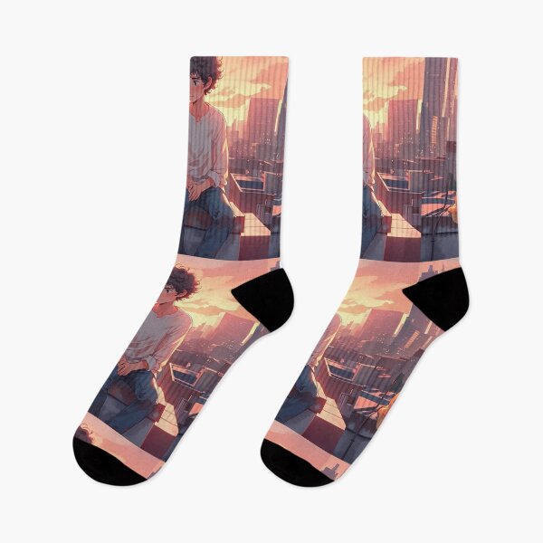 Item preview, Sunset Rooftop Love – Anime Couple" designed and sold by Digitaljes.