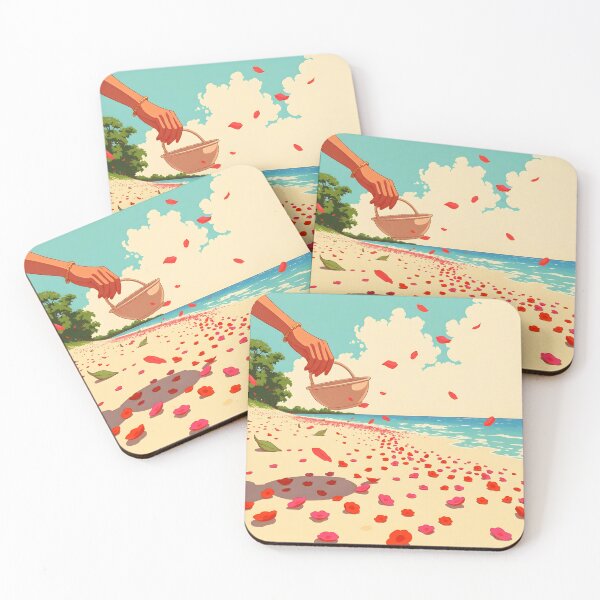 Item preview, Spreading Petals by the Sea – Whimsical Beach Scene Illustration designed and sold by EmeraldeaArt.