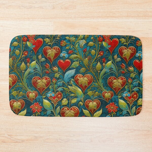 Item preview, Gold Embossed Floral Hearts With Teal Background designed and sold by CarrollGene.