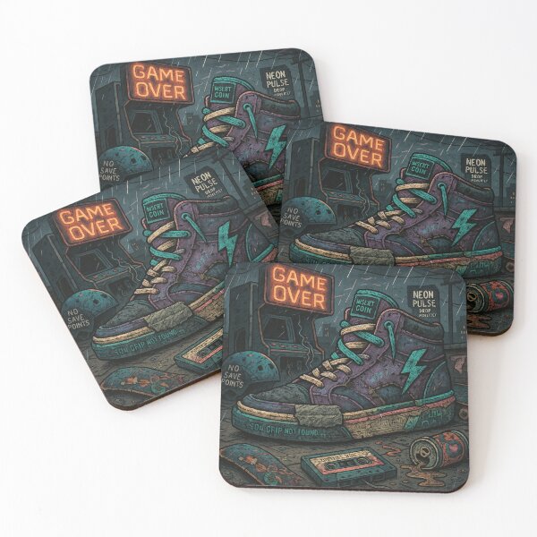 Item preview, "Neon Pulse Game Over : Battle-Worn Sneaker Art – Retro Comic Style" designed and sold by MasterShiffu.