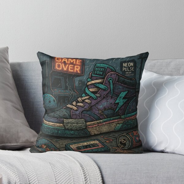 Item preview, "Neon Pulse Game Over : Battle-Worn Sneaker Art – Retro Comic Style" designed and sold by MasterShiffu.