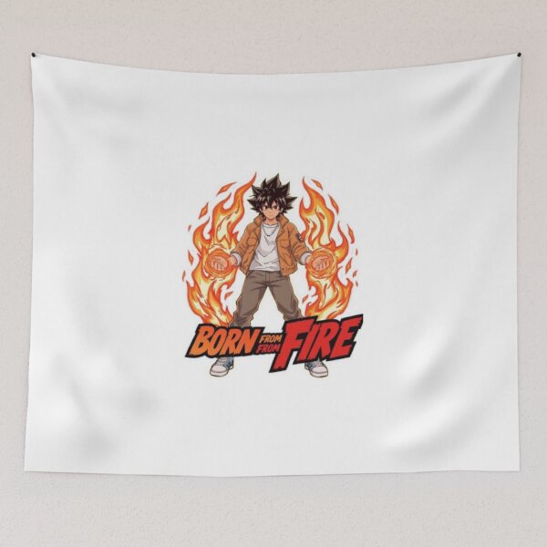 Item preview, Black Hair Anime Fire Boy designed and sold by CreatvShop.