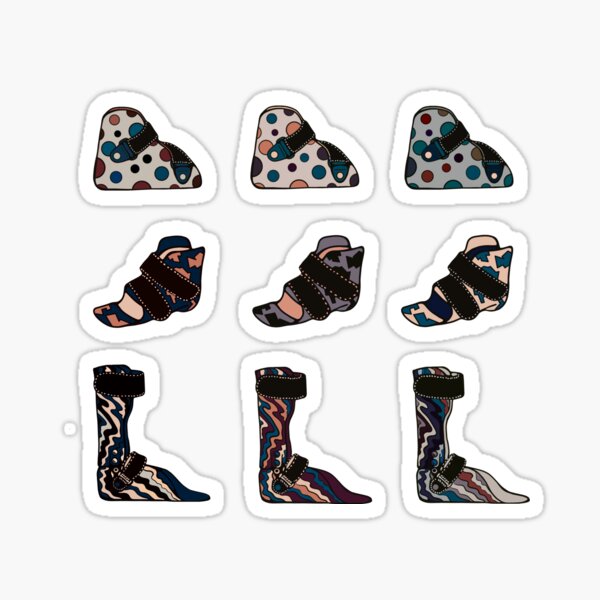 Item preview, AFO ankle and foot orthotic stickers DARK MULTI COLOR designed and sold by LayerCakeDigDes.