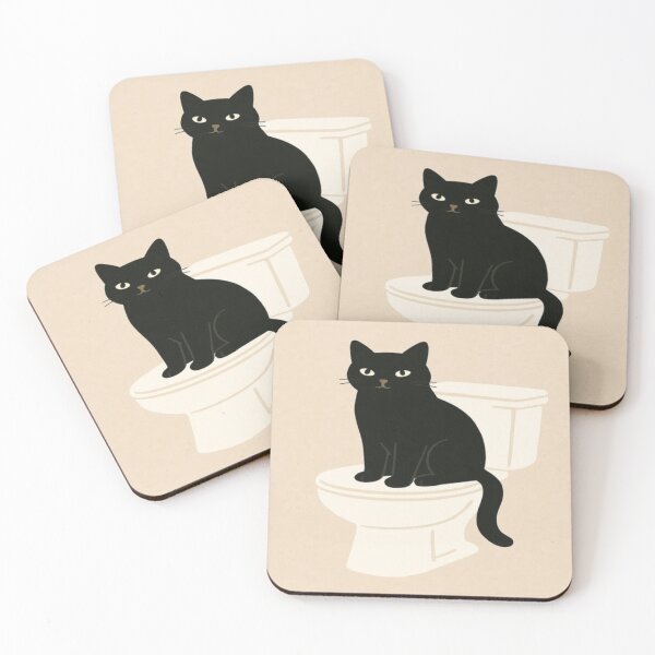 Item preview, Black cat digital wall art bathroom print designed and sold by SocialSway.