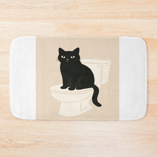 Item preview, Black cat digital wall art bathroom print designed and sold by SocialSway.