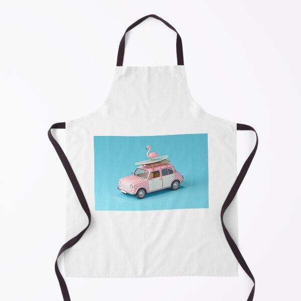 Item preview, 3D render of a cute car with a surfboard and flamingo on top designed and sold by elkuni.