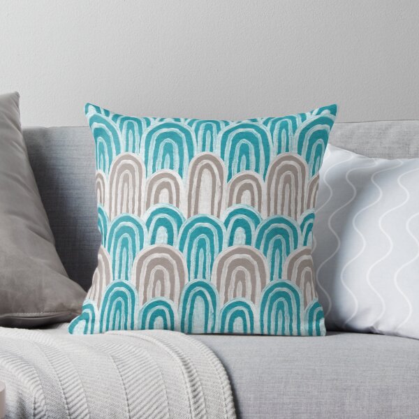 Water Rays (Aqua and Gray) Throw Pillow