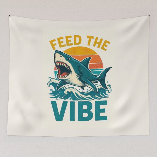 Item preview, Feed the Vibe – Colorful Shark Illustration Design designed and sold by MitaBoo.