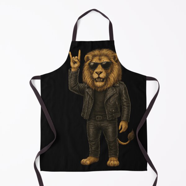 Item preview, Rockstar Lion in Leather Jacket – Cool Lion with Sunglasses and Rock Hand Pose designed and sold by Daagath.