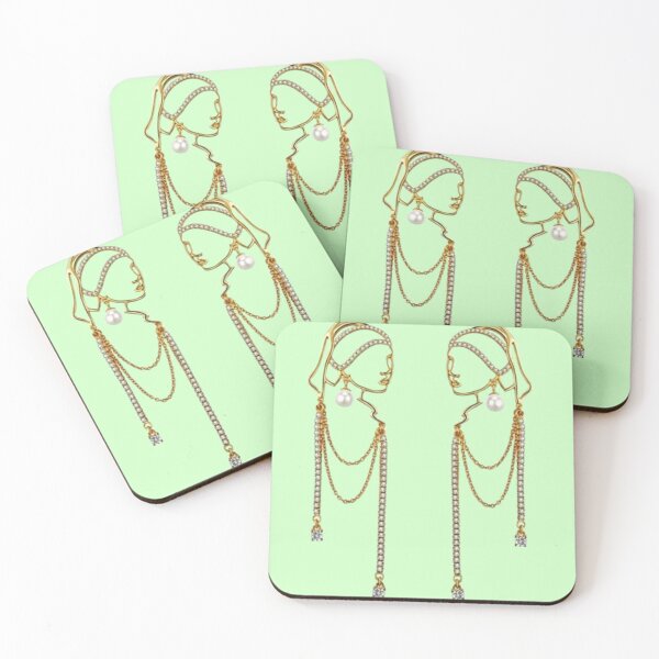 Item preview,  "Girl with Pearl" - Elegant Line Art Design with Pearl and Chain Accents designed and sold by CreativeWorld96.