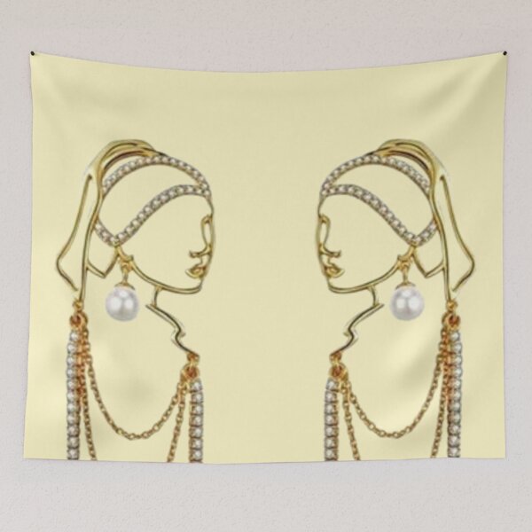 Item preview,  "Girl with Pearl" - Elegant Line Art Design with Pearl and Chain Accents designed and sold by CreativeWorld96.
