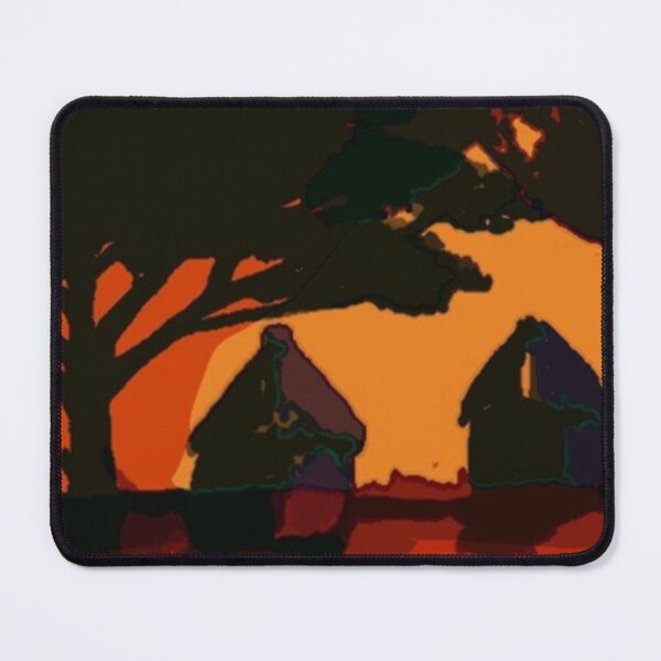 Item preview, Abstract African Landscape of Rural Huts Under a Tree in Warm Colors designed and sold by CreativeWorld96.