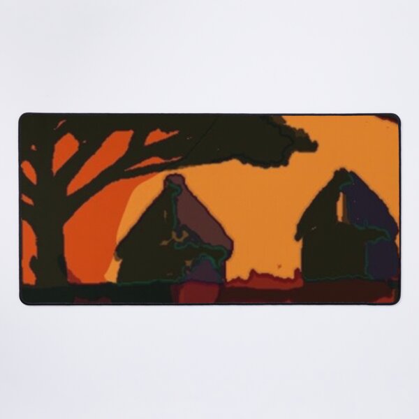 Item preview, Abstract African Landscape of Rural Huts Under a Tree in Warm Colors designed and sold by CreativeWorld96.