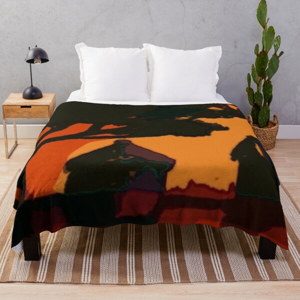 Item preview, Abstract African Landscape of Rural Huts Under a Tree in Warm Colors designed and sold by CreativeWorld96.
