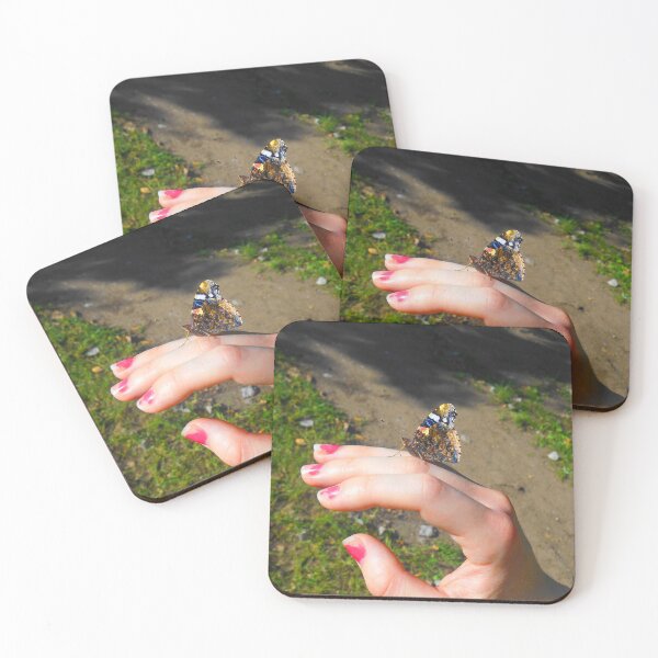 Item preview, Red Admiral closed wing landing on my hand designed and sold by Swirling_UniverseShop.